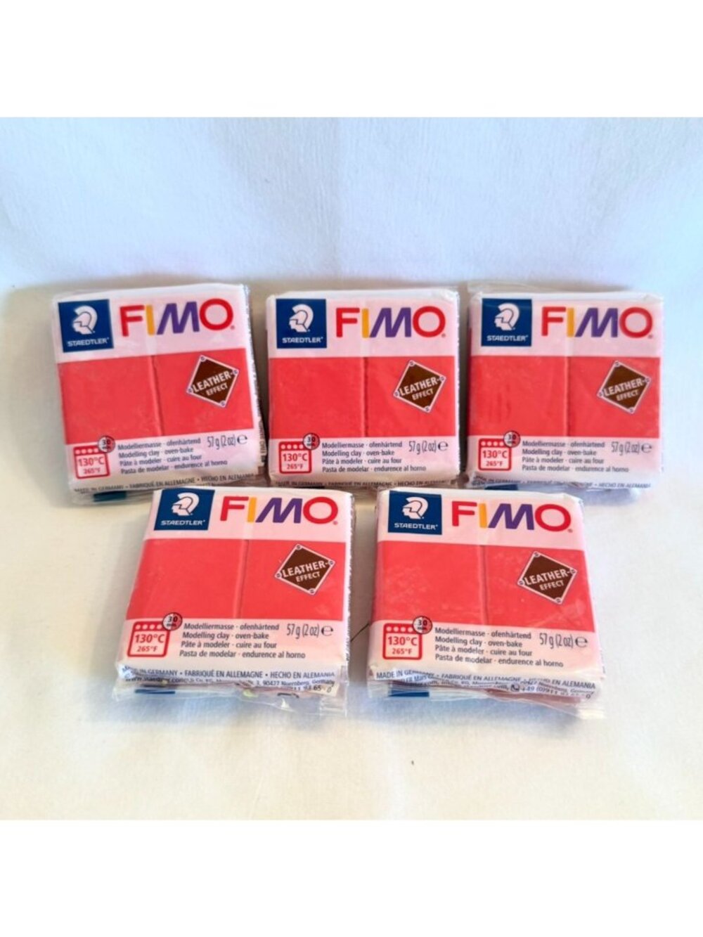 Lot of 5 Staedtler FIMO Modeling Clay Leather Effect Oven Bake Modelling Clay 57